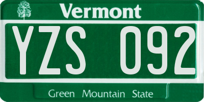 VT license plate YZS092