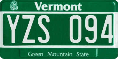 VT license plate YZS094