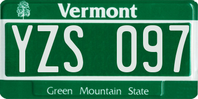 VT license plate YZS097