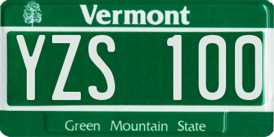VT license plate YZS100