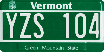 VT license plate YZS104