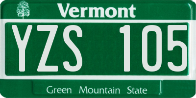 VT license plate YZS105