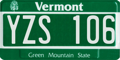 VT license plate YZS106