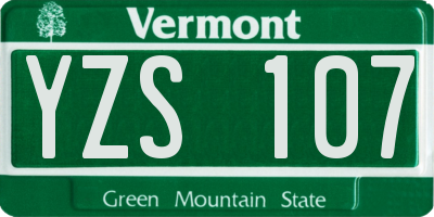 VT license plate YZS107