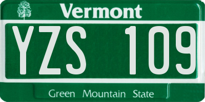 VT license plate YZS109