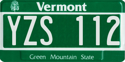 VT license plate YZS112