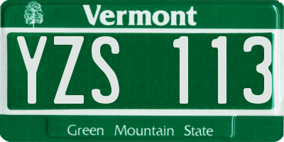 VT license plate YZS113
