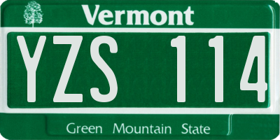 VT license plate YZS114
