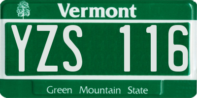 VT license plate YZS116