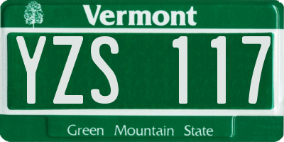 VT license plate YZS117