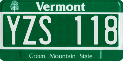 VT license plate YZS118