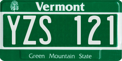 VT license plate YZS121