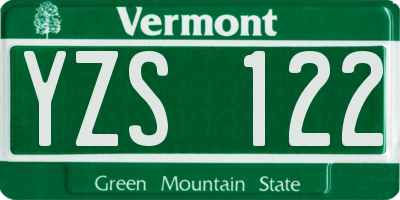VT license plate YZS122