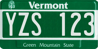 VT license plate YZS123