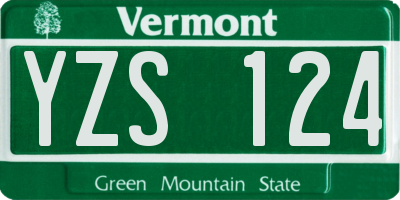 VT license plate YZS124