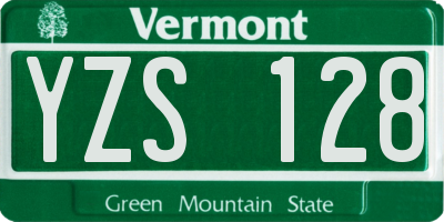 VT license plate YZS128