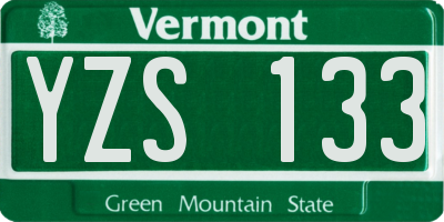 VT license plate YZS133