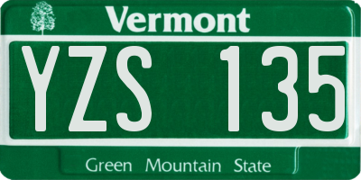 VT license plate YZS135