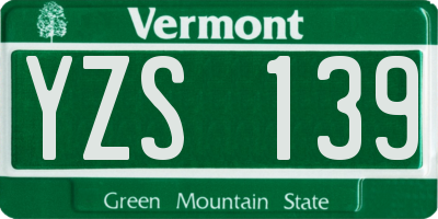 VT license plate YZS139