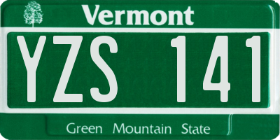 VT license plate YZS141