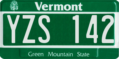 VT license plate YZS142