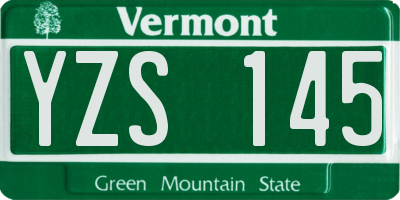 VT license plate YZS145
