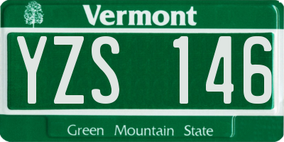 VT license plate YZS146