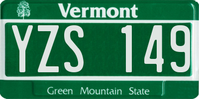 VT license plate YZS149