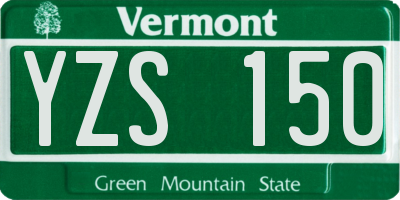 VT license plate YZS150