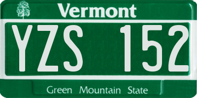 VT license plate YZS152