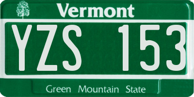 VT license plate YZS153