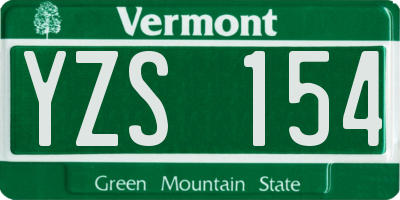 VT license plate YZS154