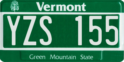 VT license plate YZS155