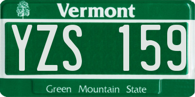 VT license plate YZS159