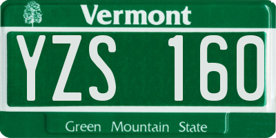 VT license plate YZS160
