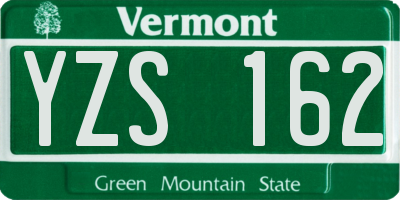 VT license plate YZS162