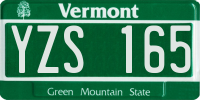 VT license plate YZS165
