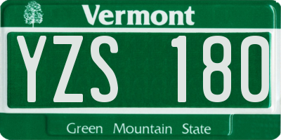VT license plate YZS180