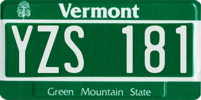 VT license plate YZS181