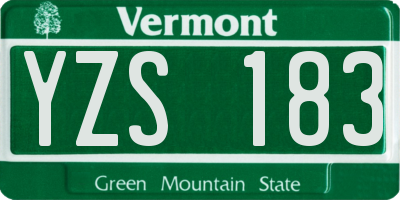 VT license plate YZS183