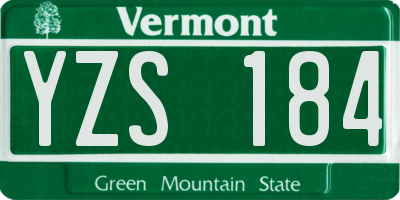 VT license plate YZS184