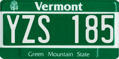 VT license plate YZS185
