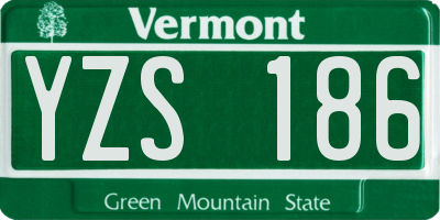 VT license plate YZS186