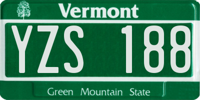 VT license plate YZS188