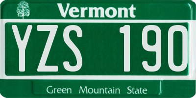 VT license plate YZS190