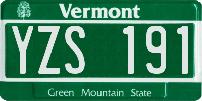 VT license plate YZS191