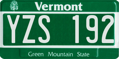 VT license plate YZS192