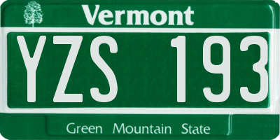 VT license plate YZS193