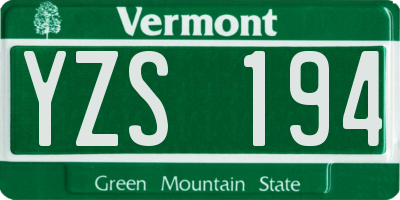 VT license plate YZS194