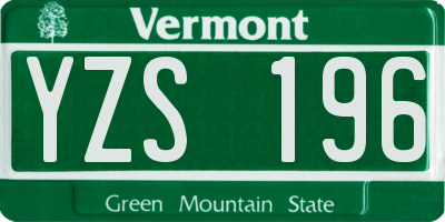 VT license plate YZS196